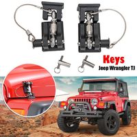 for Jeep Wrangler TJ 1997-2006 - Latches Catch Locking Kit, Anti-Thief Hood Lock | Black High Tech Materials