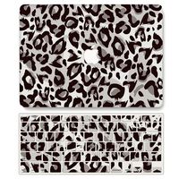 One Micron Case + Keyboard Cover Compatible with MacBook Pro Retina 13 Inch, Plastic Pattern Hard Case Shell Compatible MacBook Pro Retina 13.3 Inch No CD-ROM (Model: A1502/A1425)-Gray Leopard Print