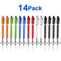 Cell Phone Tablet Stylus Ballpoint Pen,14 Packs Universal Sensitive 2 in 1 Click Touch Screen Ink Pen for Samsung LG Tablet Smartphone, Google Nexus, Office Homeschool Supplies, Multi-Colored