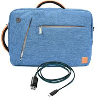 Vangoddy New Hybrid Design Messenger Briefcase Backpack Shoulder Bag for Dell XPS, Latitude, Inspiron, Adamo Series with SumacLife Micro USB Cable, Blue, S