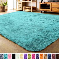 LOCHAS Luxury Velvet Shag Area Rug Modern Indoor Fluffy Rugs, Extra Soft and Comfy Carpet, Cute Color Furry Bedroom Carpets for Kids, Nursery, Girls, Baby, Living Room (2x3 Feet, Blue)