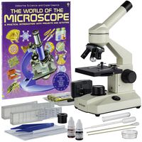 AmScope 40X-1000X All-Metal Optical Glass Lenses Cordless LED Student Biological Compound Microscope