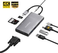 USB C Hub for MacBook Pro 2019/2018/2017, wootfairy 8-in-1 USB C to 4K HDMI VGA Adapter,2 USB 3.0 Ports,100W PD Charging and SD/TF Card Reader,Mac Dongle for MacBook Air 2019/2018, Nintendo Switch,XPS