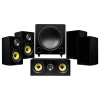 Fluance Signature Series Compact Surround Sound Home Theater 5.1 Channel Speaker System Including Two-Way Bookshelf, Center, Rear Surround Speakers, and DB12 Subwoofer - Black Ash (HF51BC)