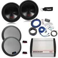 Alpine 12 Inch Type R (SWR-12D2) Subwoofers (2), Grills, a Kicker KX1200.1 Amplifier & a CK4 Wiring Kit.