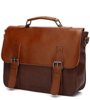 Zebella Men Vintage PU Leather Briefcase 15 inch Laptop Shoulder Messenger Bag Tote