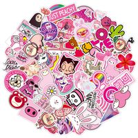 Cute Pink Water Bottles Stickers for Teens Girls Adults, 50 pcs Trendy Vinyl Waterproof Stickers Decals for HydroFlask,Laptop,Computer,Mackbook,Notebook, Luggage Graffiti Stickers
