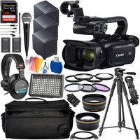 Canon XA45 Professional UHD 4K Camcorder with Deluxe Accessory Bundle - Includes: Audio-Technica VHF TwinMic System + Sony MDR-7506 Headphones + SanDisk Extreme PRO 128GB SD Card + More