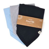 Indi by Kishu Baby - Organic Baby Bandana Scarf Bibs with Snaps - 100% Organic Cotton Muslin - 3 Pack Solid Color Super Soft and Absorbent Drool Bibs - Multi-use (Navy Gray Blue)