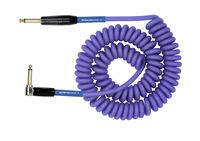 KIRLIN Cable Kirlin IMK-182BFGL-30/BLF-Straight to Right Angle ¼" Premium Coil Instrument Cable, PVC Jacket-30ft, Purple Translucent (IMK-182BFGL-30/BLF)