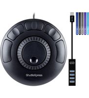 Contour ShuttleXpress NLE Multimedia Controller with 5 Programmable Buttons - Mac and Windows Compatible Bundle with Blucoil Mini USB Type-A Hub with 4 USB Ports, and 5-Pack of Reusable Cable Ties