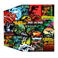 Jurassic Park Dinosaur Waterproof Car Stickers/Decals (75 pcs) of American Movie for Laptop Skateboard Snowboard Water Bottle Phone Car Bicycle Luggage Guitar Computer PS4 as Gift (Jurassic)