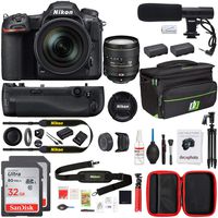 Nikon 1560 D500 20.9 MP CMOS DX Format DSLR Camera with 16-80mm VR Lens Kit Bundle with 2X 32GB Memory Card, Editing Suite, Bag, Microphone, Battery Grip, 2X Battery, Cleaning Kit and 60 Inch Tripod