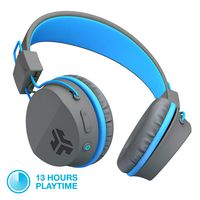 JLab Audio JBuddies Studio Bluetooth Over-Ear Kids Headphones | 13 Hour Battery Life | Studio Volume Safe | Volume Limiter | Folding | Adjustable | Noise Isolation | with Mic | Graphite/Blue