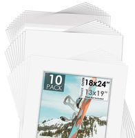 MBC MAT BOARD CENTER, Pack of 10-18x24 Pre-Cut 13x19 - White Mats - for Pictures, Photos, Framing - Kit Includes: 10 White Backboards and 10 Clear Bags - Acid Free, 4-ply Thickness, White Core