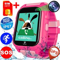 ZOFUNNY Kids Smart Watch【REAL】GPS Tracker SIM Card Anti-Lost Waterproof IP67 Smartwatches Phone for Boys Girls with Activity Tracker Camera Alarm Clock Pedometer for Xmas Learning Birthday Gifts