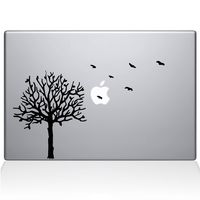 The Decal Guru 2094-MAC-13A-BLA Tree with Birds Decal Vinyl Sticker, Black, 13" MacBook Air