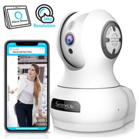 SereneLife 3MP Indoor Cloud Cam - Alexa Compatible - Face Detection Smart Tracking PTZ - Ultra HD 1536p Wireless Home Security Pet Monitoring w/Motion Detect, Night Vision Video - IPCAMHD85