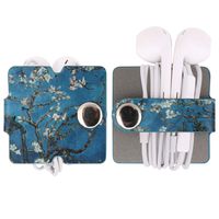 MoKo Cable Management, [3 Pack] Premium Leather Headphone Cable Straps, Leather Earbud Holders, Cord Organizer Cord Keepers Earphone Wrap Winder Wire Ties Cord Management, Cable Ties - Almond Blossom