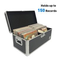 Classic Acts Vinyl Record Album Storage Case - Aluminum Lp Record Player Crates for Records (Holds 150 Records)