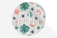Alpha Omicron Pi Sticker Greek Sorority Decal for Car, Laptop, Windows, Officially Licensed Product, Monogram Design 5" x 5" - Succulents Floral