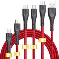 Micro USB Cable Android, CABEPOW「1ft+3ft+2x6ft+10ft」Nylon Braided Micro USB Charger Cable, High Speed USB Data Sync Charging Cord for Samsung, HTC, Motorola, Nokia, Kindle, MP3,Tablet and More - Red