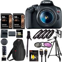 Canon EOS Rebel T7 DSLR 24.1MP DSLR Camera with Vivitar Sling Strap, Tripod, Close-Up Diopic Filters, Filter Kit, HDMI Cable and More