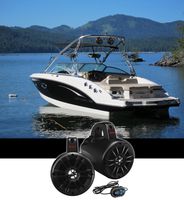(2) Boss 4" 500 Watt Powered Marine Bluetooth Wakeboard Tower Speakers + Remote