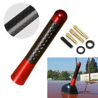 CK FORMULA (1x) Universal [Euro Red] 3.15in / 8cm Real Carbon Fiber Screw Type Short Stubby Vehicle Car Antenna Mast