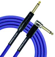 Kirlin Cable IWB-202BFGL-10/RO -10 feet- Straight to Right Angle 1/4-Inch Plug Premium Plus Instrument Cable, Royal Blue Tweed Woven Jacket