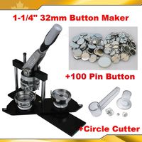 Pro 1-1/4" 32mm Kit! Badge Button Maker Machine+Circle Cutter+100 Pin Badge