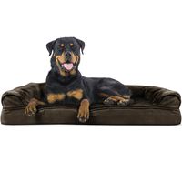 Furhaven Pet Dog Bed | Orthopedic Ultra Plush Faux Fur & Suede Traditional Sofa-Style Living Room Couch Pet Bed w/ Removable Cover for Dogs & Cats, Espresso, Jumbo