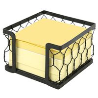 3 X 3 Metal Chicken Wire Mesh Sticky Note Dispenser, Office Memo Pad Holder with Black Matte Finish