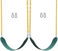 Jungle Gym Kingdom 2 Pack Swings Seats Heavy Duty 66" Chain Plastic Coated - Playground Swing Set Accessories Replacement with Snap Hooks (Green)