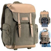 TARION M-02 Canvas Camera Backpack Water-Repellent Camera Bag for DSLR SLR Mirrorless Cameras & Accessories - Colour Green