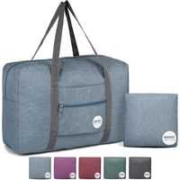 WANDF Foldable Travel Duffel Bag Luggage Sports Gym Water Resistant Nylon (B- Light Blue)