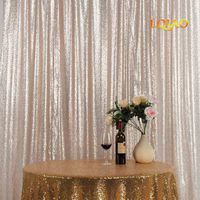 LQIAO Champagne Sequin Backdrop Background 8FTx8FT,Sequin Curtain Backdrop Photo Booth Wedding Props Glitter Party Background Decorations, Pocket 8x8FT(240x245cm)