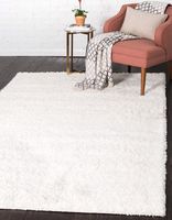 Unique Loom Solo Solid Shag Collection Modern Plush Snow White Area Rug (8' 0 x 10' 0)