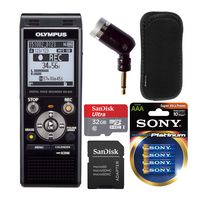 Olympus WS-853 Digital Voice Recorder (Black) Bundle with Olympus ME-52 Noise Cancel Microphone, Batteries and Memory Card (4 Items)