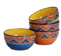 Bico Tunisian 26oz Ceramic Cereal Bowls Set of 4, for Pasta, Salad, Cereal, Soup & Microwave & Dishwasher Safe