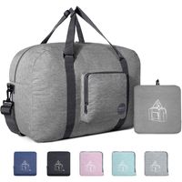 Wandf Foldable Travel Duffel Bag Luggage Sports Gym Water Resistant Nylon (C-Light Grey Cationic)