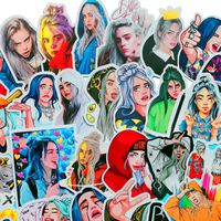 Singer Billie Eilish Stickers Laptop Stickers Cute Cartoon Computer Vinyl Sticker Waterproof Bike Skateboard Luggage Decal Graffiti Patches Decal 50 PCS (Singer Billie Eilish)