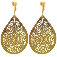 Aloha Earrings Lovely Victorian Filigree Clip On Earrings for Women Clip-ons, Lightweight Teardrop Leaf Dangle (Large Filigree- Gold Tone)