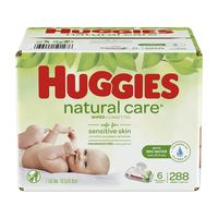 HUGGIES Natural Care Unscented Baby Wipes, Sensitive, 6 Disposable Flip-top Packs (288 Total Wipes)