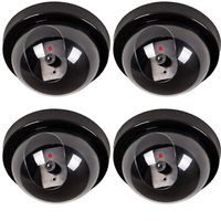 WALI Dummy Fake Security CCTV Dome Camera with Flashing Red LED Light With Security Alert Sticker Decals (SD-4), 4 Packs, Black