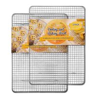 Hiware 2-Pack Cooling Racks for Baking - 10" x 15" - Stainless Steel Wire Cookie Rack Fits Jelly Roll Sheet Pan, Oven Safe for Cooking, Roasting, Grilling