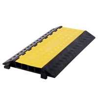 FCOME 1 Pack Rubber Cable Ramp Hose Cable Protector Ramp 4 Channel 22000Lbs Load Capacity Traffic Speed Bump Wires Power Lines Extension Cord Cover for Indoor Outdoor