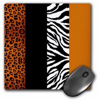 3dRose LLC 8 x 8 x 0.25 Inches Mouse Pad, Orange/Black/White Animal Print Leopard and Zebra (mp_35442_1)