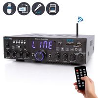 Wireless Bluetooth Home Stereo Amplifier-Multi-Channel 200 Watt Power Amplifier Home Audio Receiver System W/Optical/Phono/Coaxial, FM Radio, USB/SD, AUX, RCA, Mic in-Antenna, Remote-Pyle PDA4BU