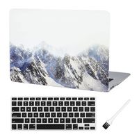 Laptop Hard Case Macbook Air 13 Case Mountain Pattern Matte Rubberized Hard Shell Case Sleeve(Modal: A1369 & A1466) With Macbook Air 13 Inch A1369 Silicon Keyboard Cover and Dust Brush (Snow mountain)